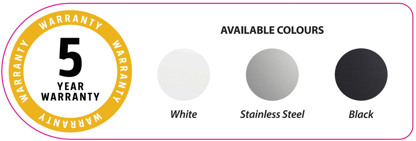 Whirlpool Dishwasher 5 Year Warranty 3 Colour Option Stickers (Sheet of 4)