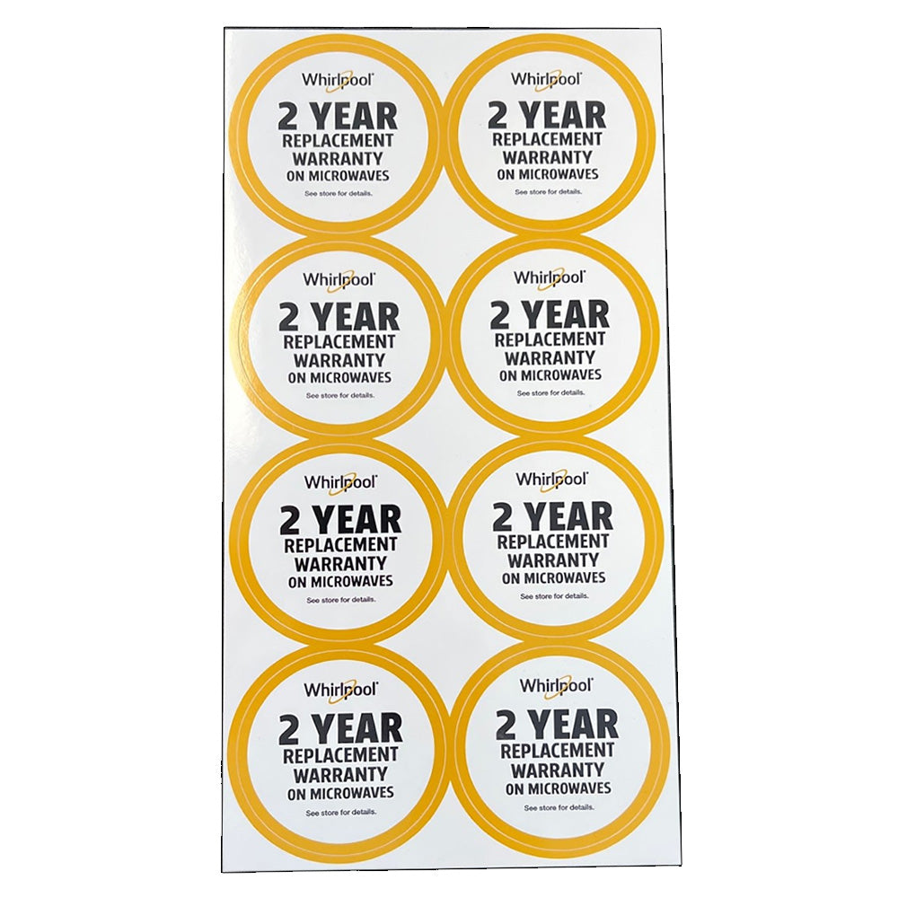 2 Year Replacement Warranty Label Sheet (8 Labels) Sold Per Sheet