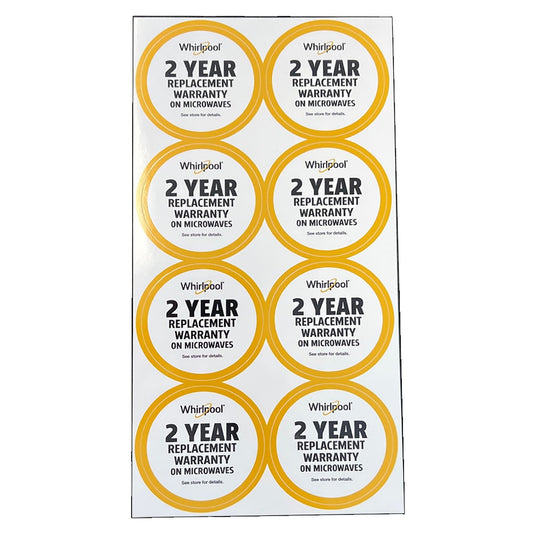 2 Year Replacement Warranty Label Sheet (8 Labels) Sold Per Sheet