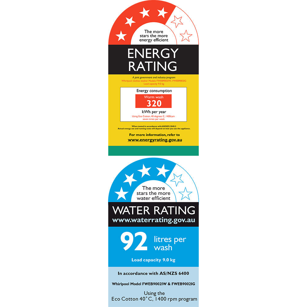 FWEB9002IW & FWEB9002IG Energy & Water Label