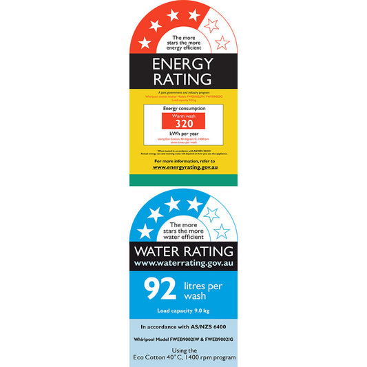 FWEB9002IW & FWEB9002IG Energy & Water Label